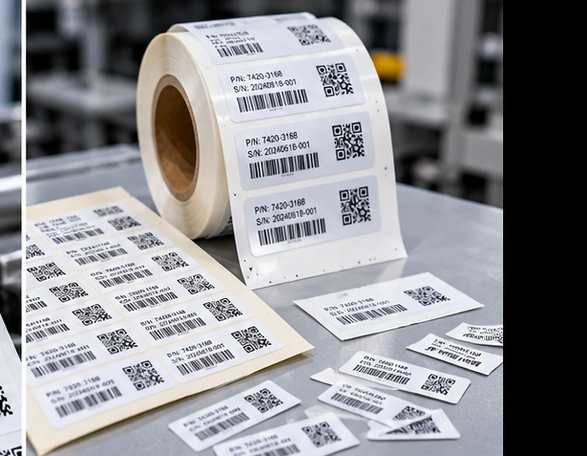 Printed industrial labels supplied in roll, sheet and individual-piece formats.